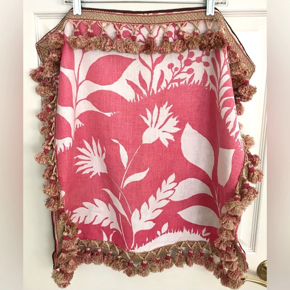 Set of 4 Large Botanical Tassel Accent Pillow Covers Coastal Decor 24” x 24”