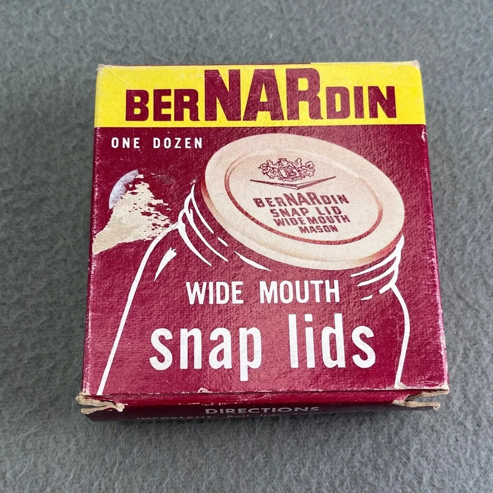 Bernardin Wide Mouth Snap Lids Vintage Gold Tin Canning Jar Lids 12 Count Box