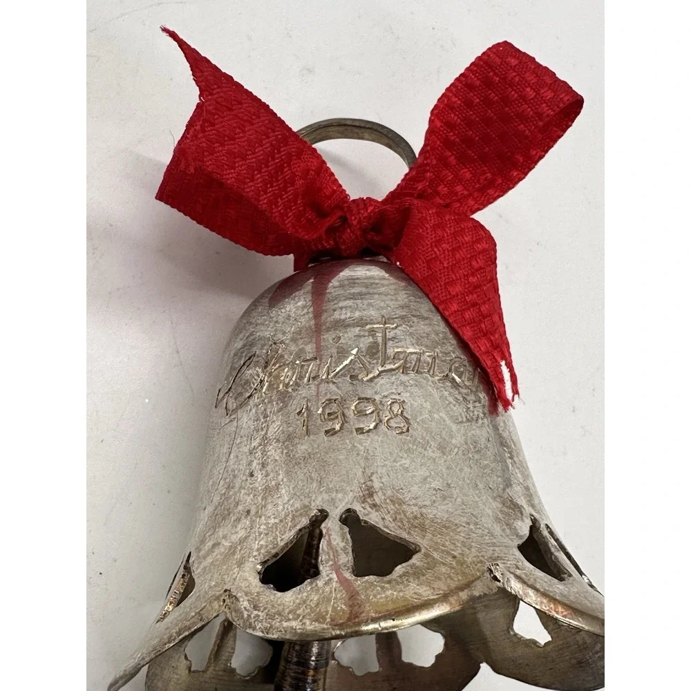 Vintage International Silver Co Bell Ornament 1998 Handmade Silverplate‎