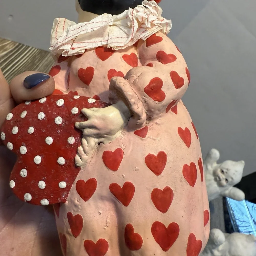RARE Bethany Lowe Mary‎ Engelbreit Paper Mache figurine SWEET VALENTINE CLOWN