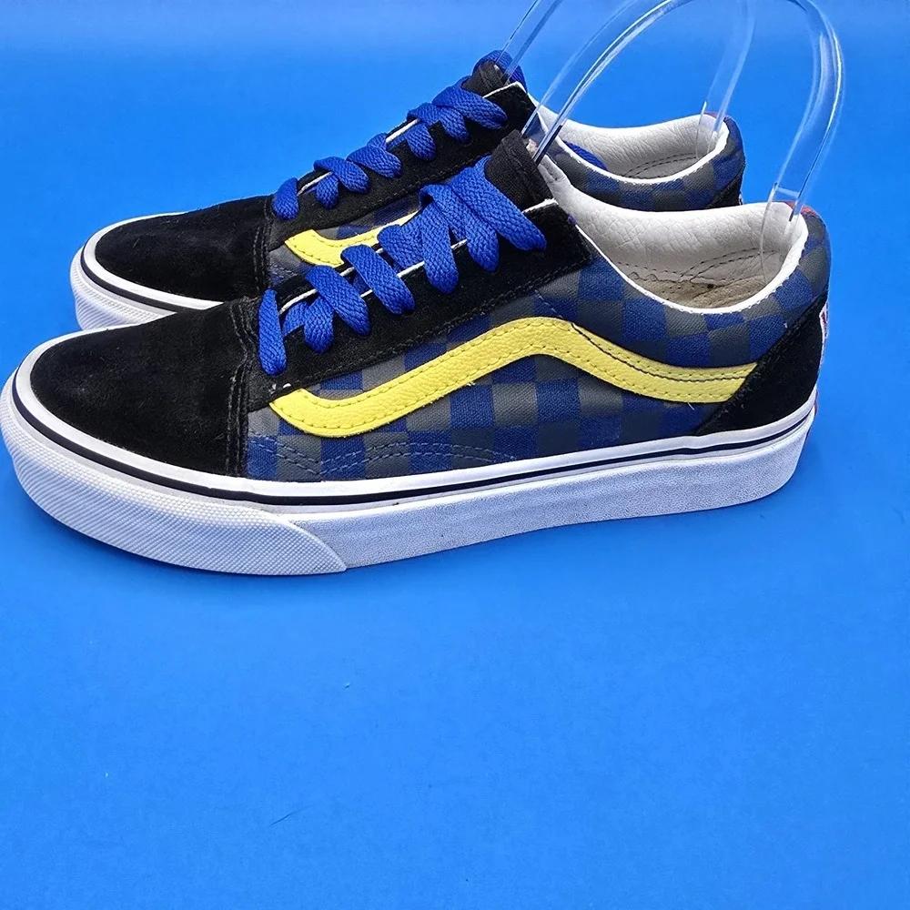 Vans Shoes Mens 4.5 Womens 6 Black Blue Red Suede Canvas Checkerboard Lace‎ Up