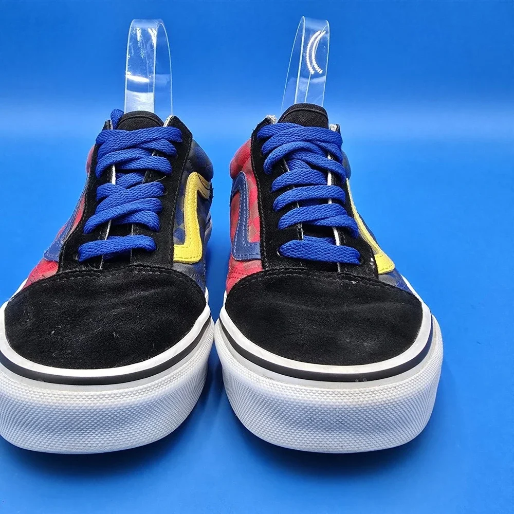 Vans Shoes Mens 4.5 Womens 6 Black Blue Red Suede Canvas Checkerboard Lace‎ Up