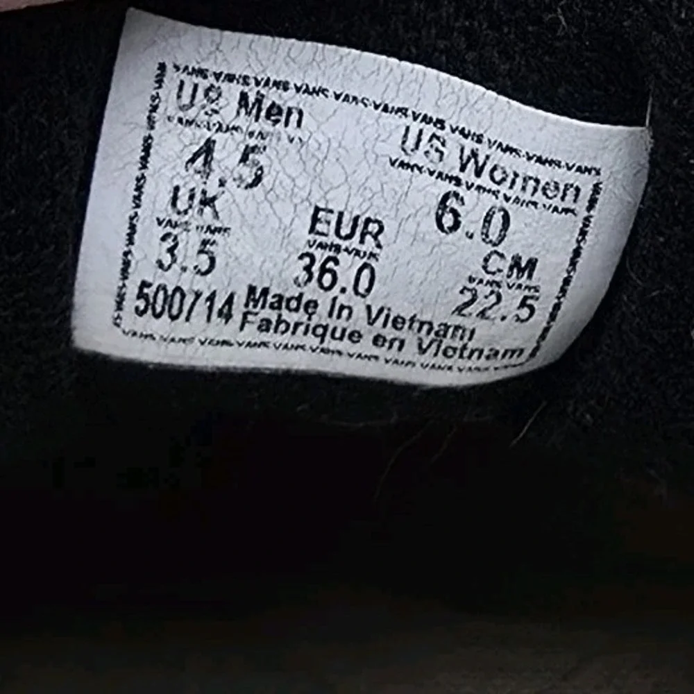 Vans Shoes Mens 4.5 Womens 6 Black Blue Red Suede Canvas Checkerboard Lace‎ Up
