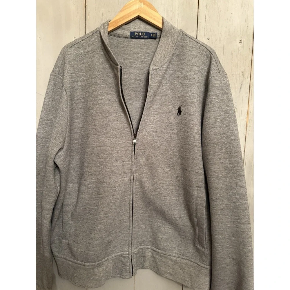 Polo‎ Ralph Lauren Marled Gray Zip Up Bomber Sweatshirt Sz XLarge EXCELLENT