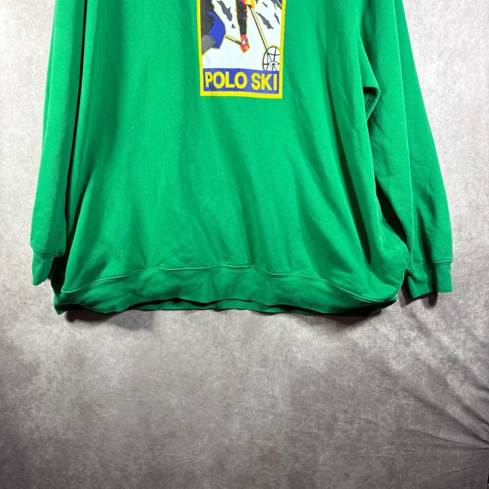 Polo Ralph Lauren Hoodie Mens Size 3XLT Green Polo Ski Fleece Graphic Big & Tall