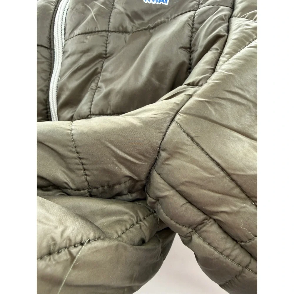 K-Way Puffer‎ Jacket Youth 10Y Olive Green Jacques Thermo Light Hooded Quilted