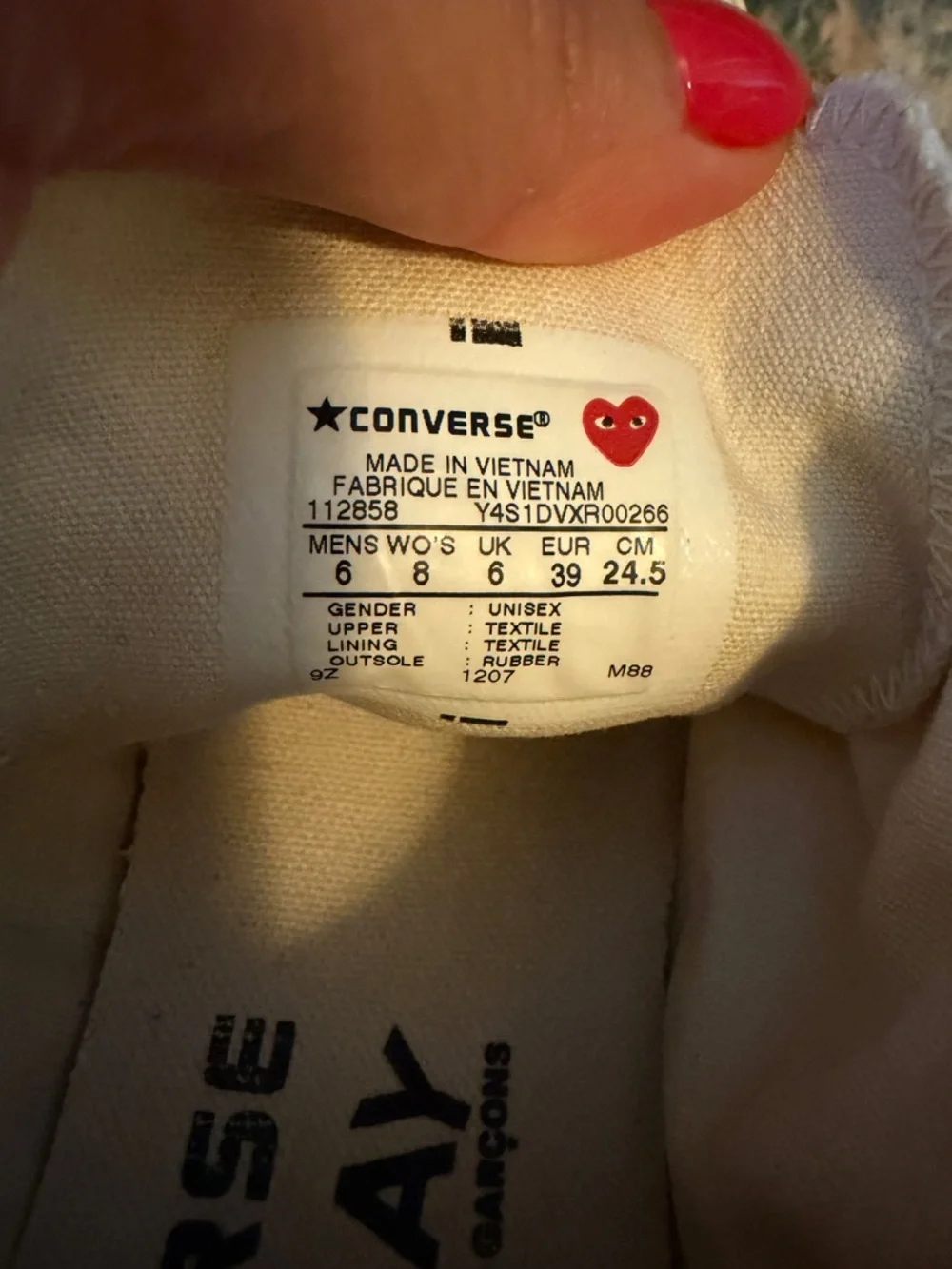 CONVERSE X PLAY COMME DES GARÇONS size 8