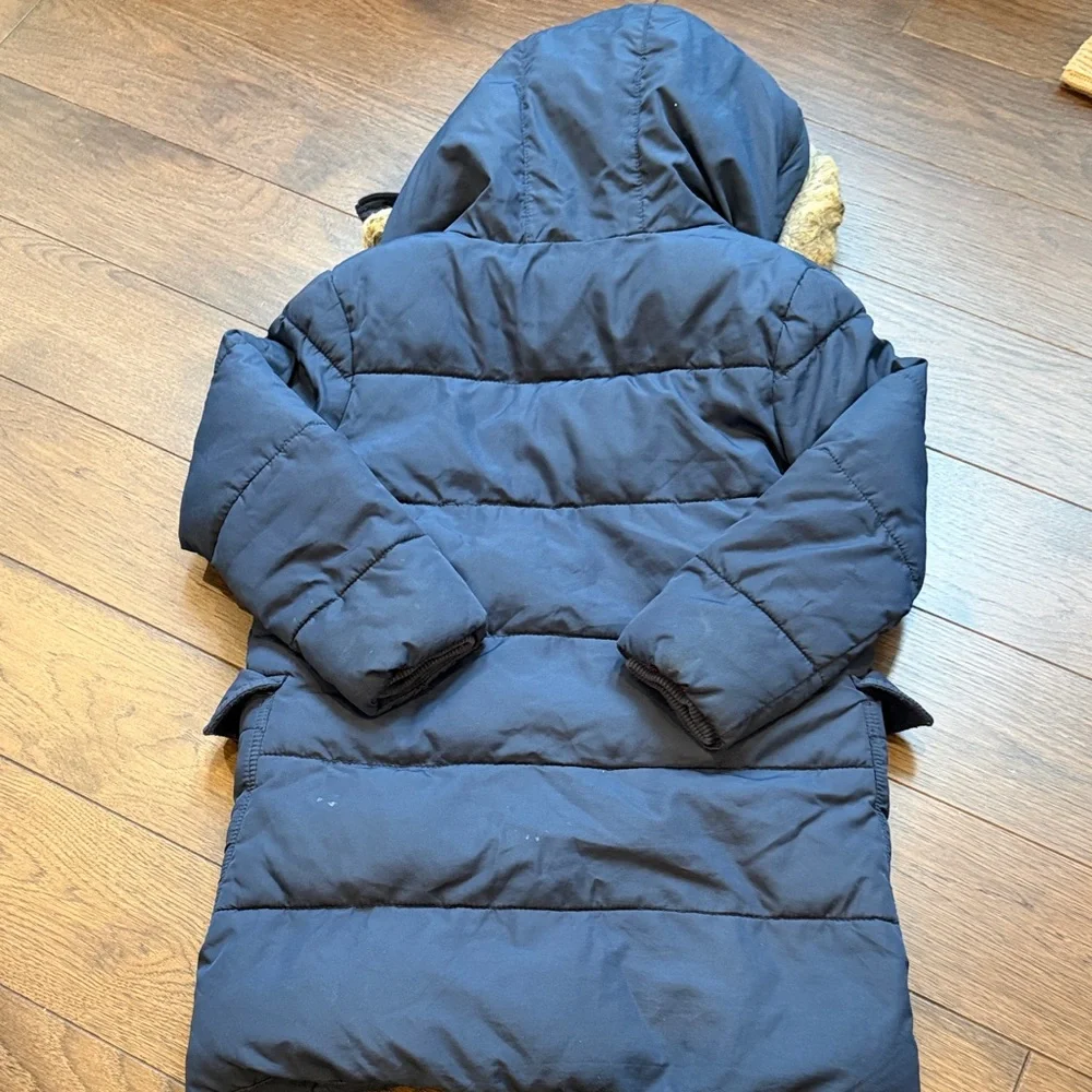 Mini Boden Cozy Navy Kids Jacket with Faux Fur Hood 6-7Y C5-039