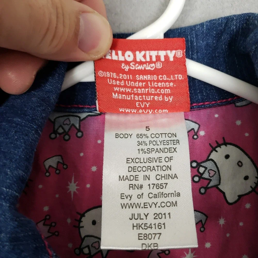 Sanrio Hello Kitty‎ Kids Size 5 Bedazzled Jean Jacket Retro Anime Gamer Girl