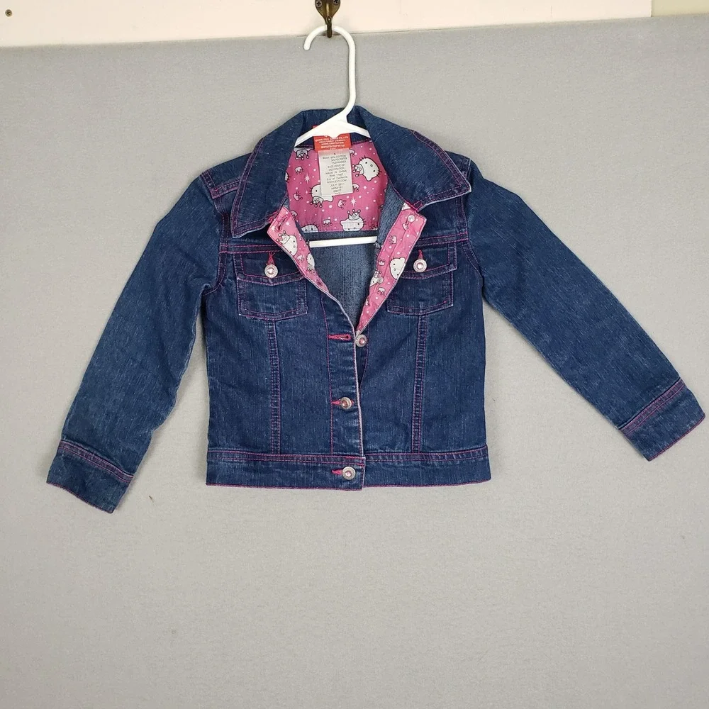 Sanrio Hello Kitty‎ Kids Size 5 Bedazzled Jean Jacket Retro Anime Gamer Girl