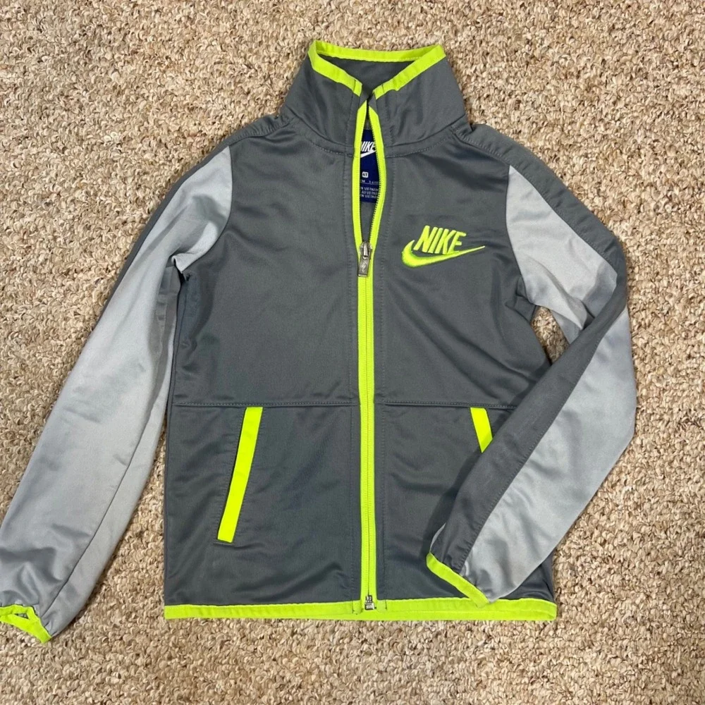 Nike Kids Gray Neon Green Full Zip Track Jacket C625-478 Size 4T