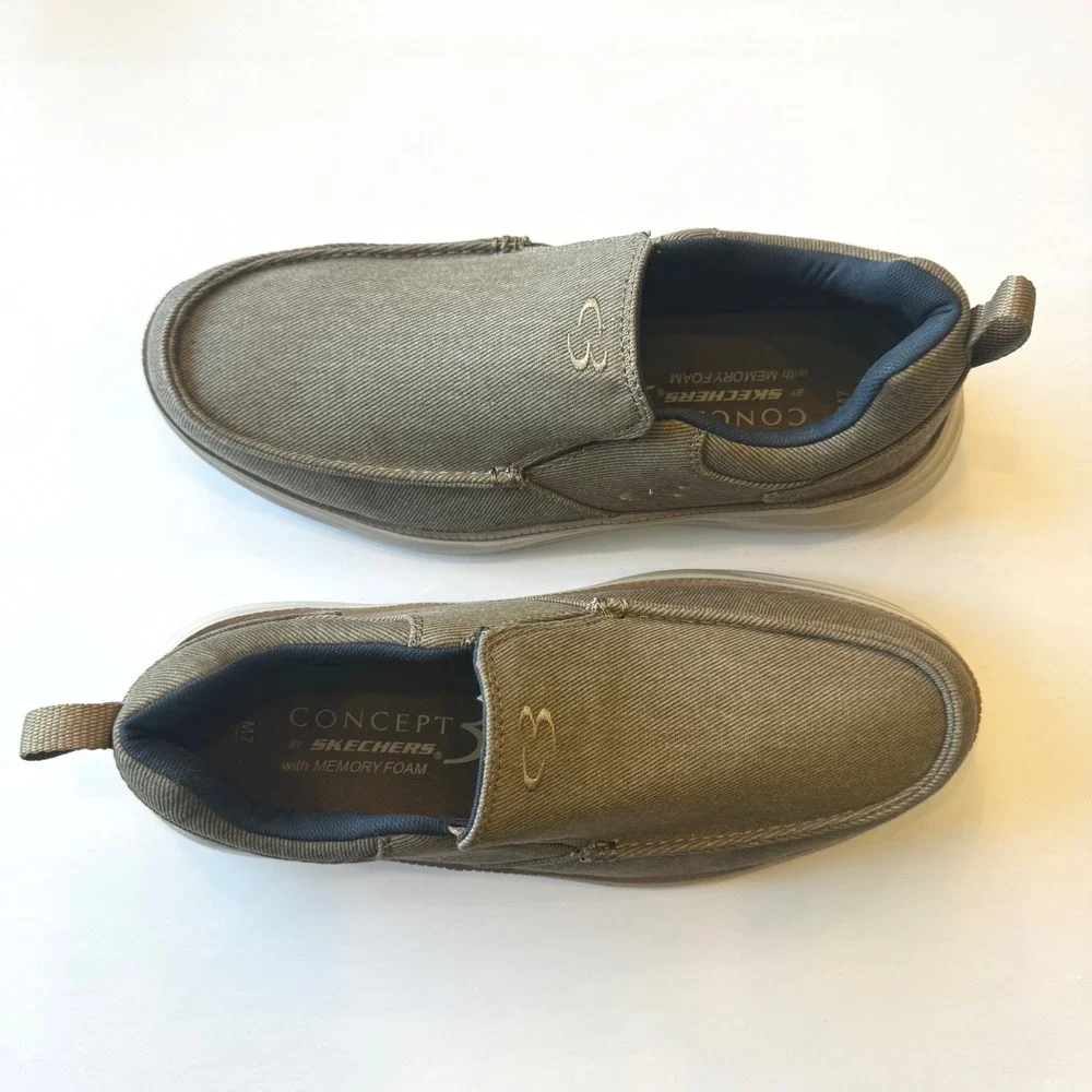 Concept 3 by Skechers Men 7‎ Tan Khaki Slip On Loafer Memory Foam Sneaker Casual