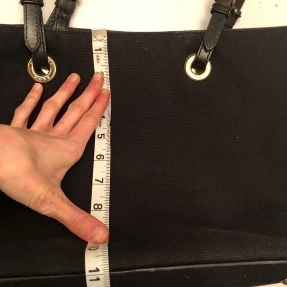 Michael kors black canvas tote bag
