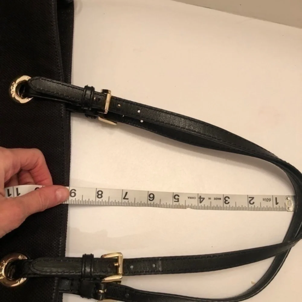 Michael kors black canvas tote bag