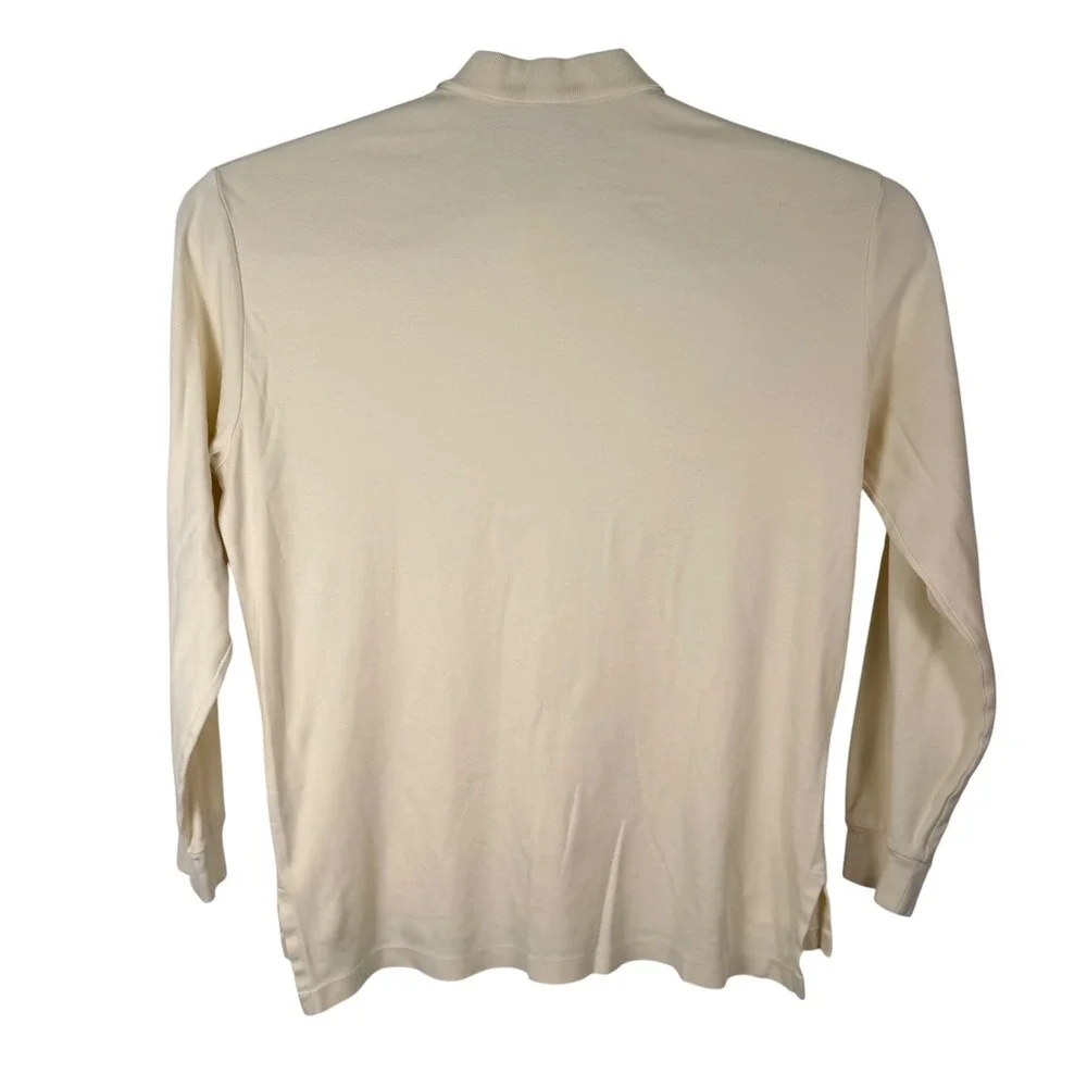 Vintage Polo Ralph Lauren Polo Shirt Mens L Ivory Cream Long Sleeve Classic Pony