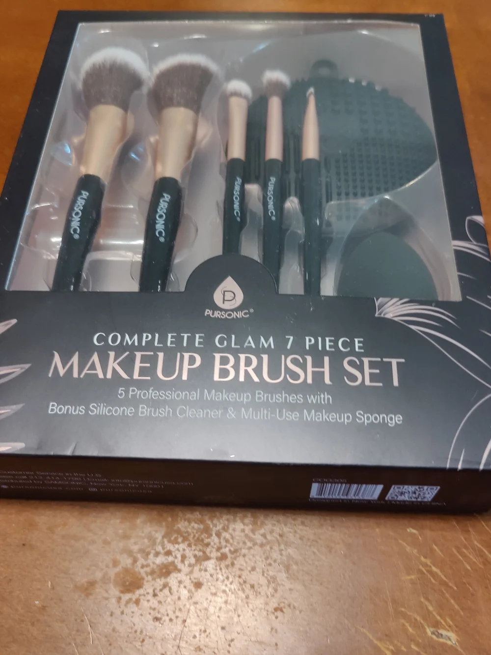 NEW Complete Glam 7-Piece Makeup Brush Set in Rose Gold & Black