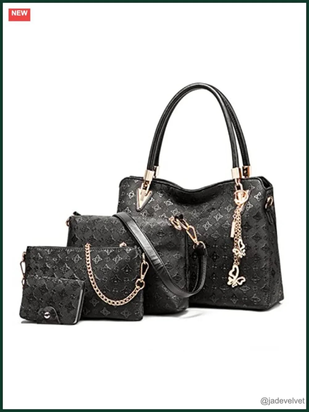 4pc PU Leather Tote Bag Set with Wallets & Card Holder