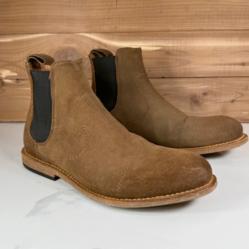Freebird Curtis Mens Brown Suede Cap Toe Chelsea Boots Size 8 Leather Sole‎