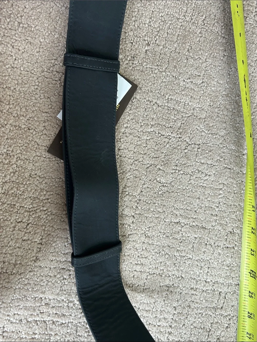 Black Elastic Waist Belt with Gold Leaf Detail