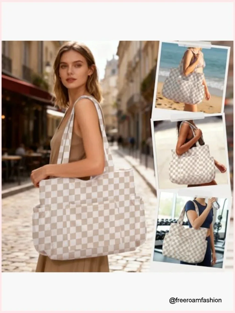 Corduroy Tote Bag, Large Capacity with 6 Pockets, Shoulder Handbag Work Travel