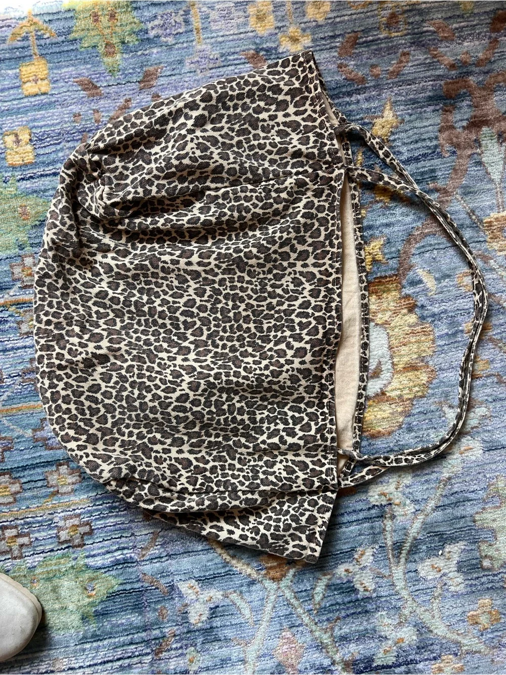 Oversized Leopard Print Cotton Tote Bag