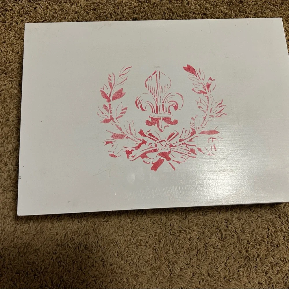 Gorgeous old silverware box chalk painted and waxed Fleur-de-lis