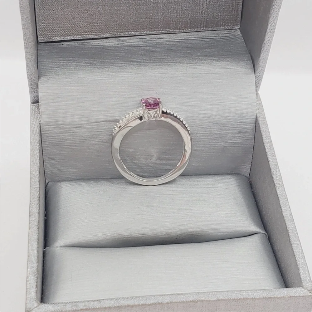Genuine Oval .75 Carat Pink Topaz 925 Sterling Silver Solitaire Ring