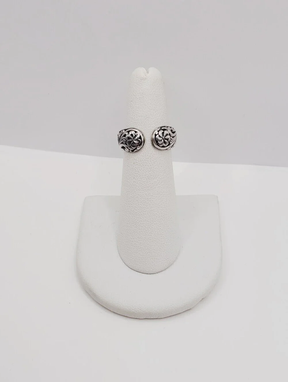 925 Sterling Silver Double Flower Open Ring