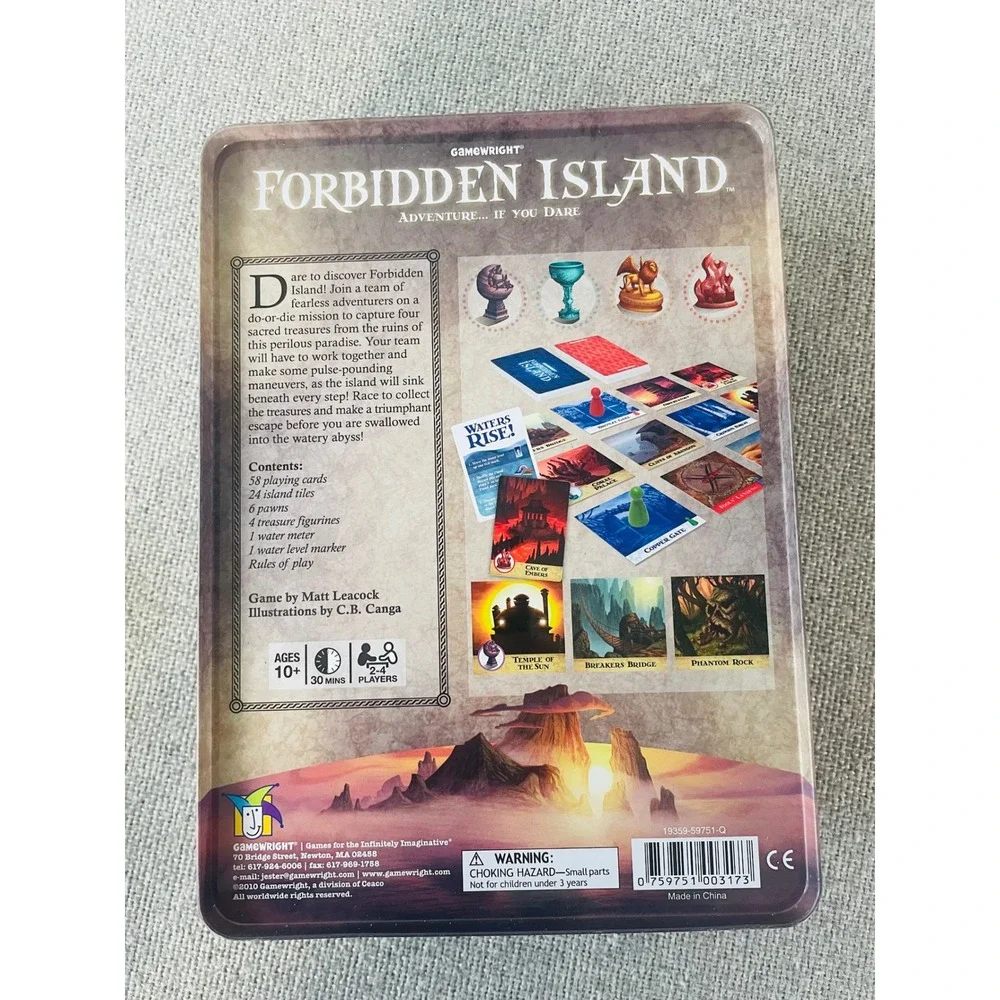 Forbidden Island Board Game Gamewright 2010 Cooperative Family Strategy Complete