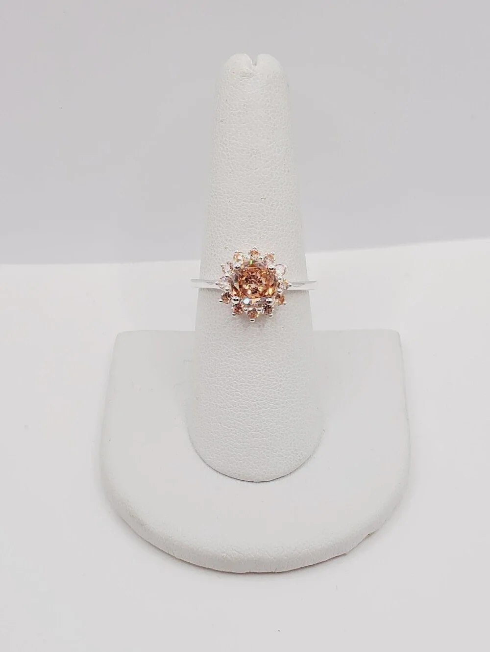 Sparkling Peach Halo Ring — Womens Jewelry