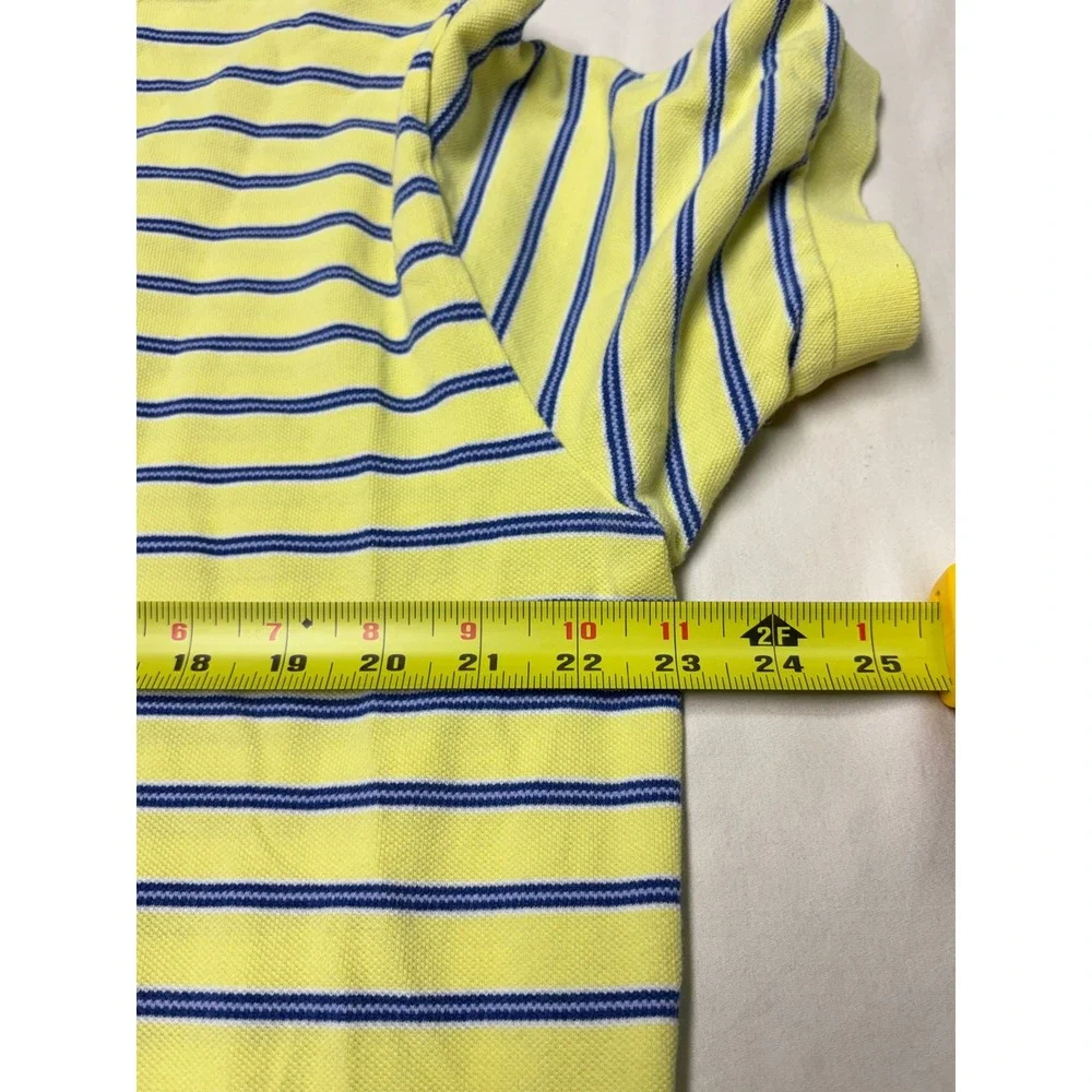 Polo Ralph Lauren Mens Large Yellow Striped Short Sleeve Cotton Pique Polo Shirt