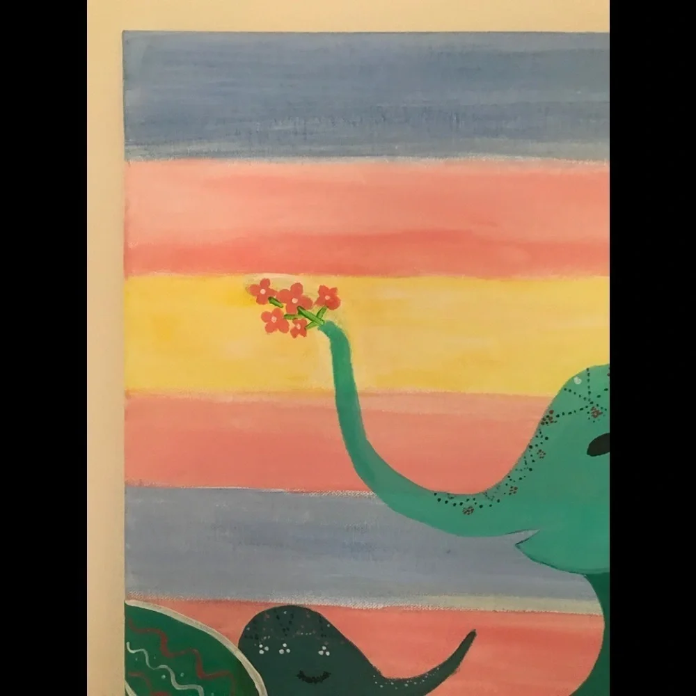 Hand painted canvas of elephants 🐘