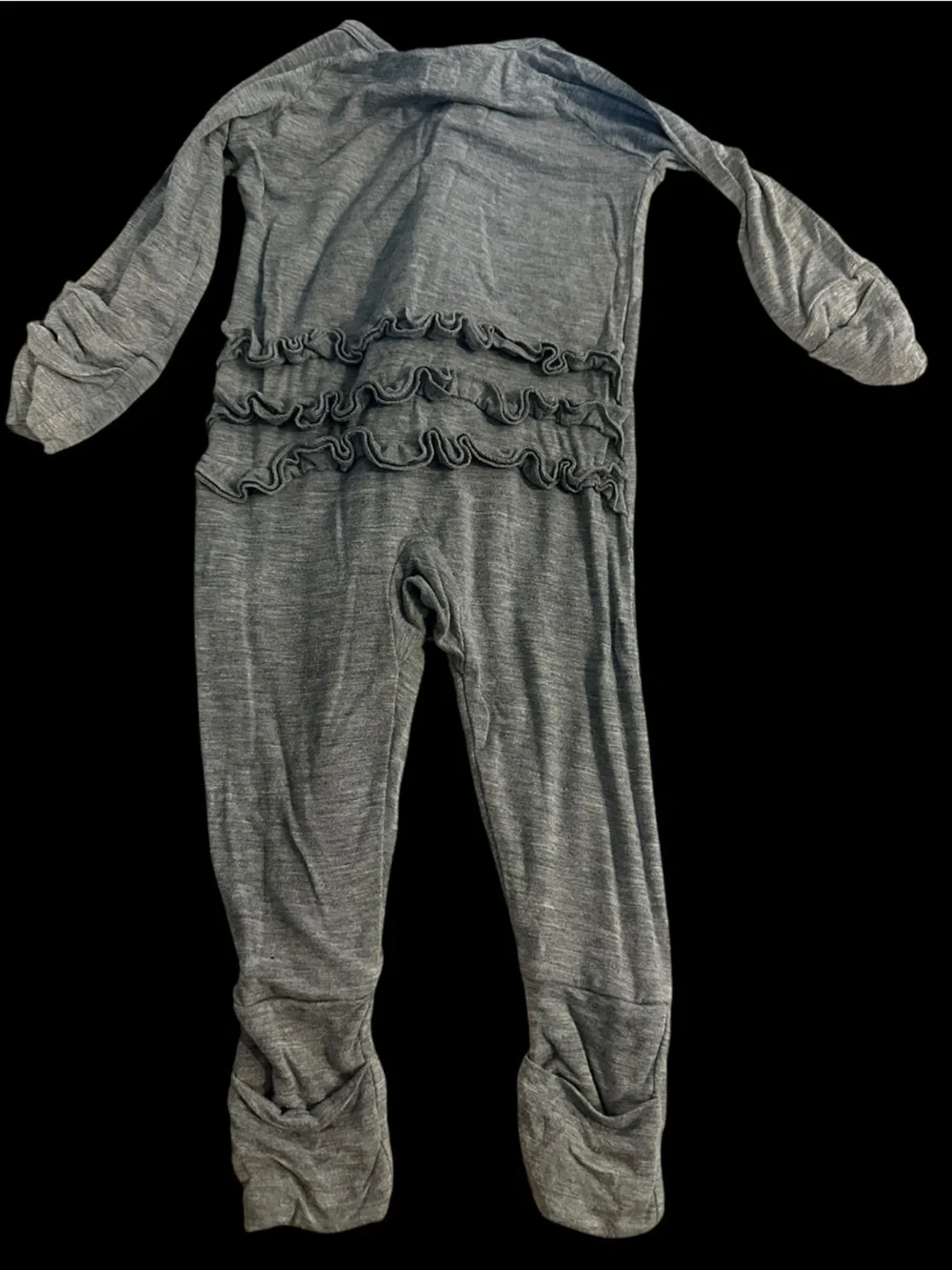 Little Sleepies - Two Girls Ruffle-Back Footed One-Piece Pajama - Pink and Gray