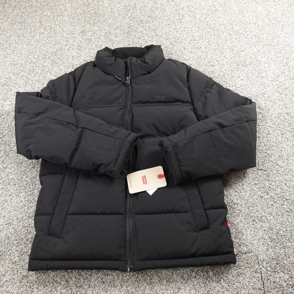 NEW Levis Jacket Mens S Black Puffer Coat Full Zip Insulated Quilted Windbreaker