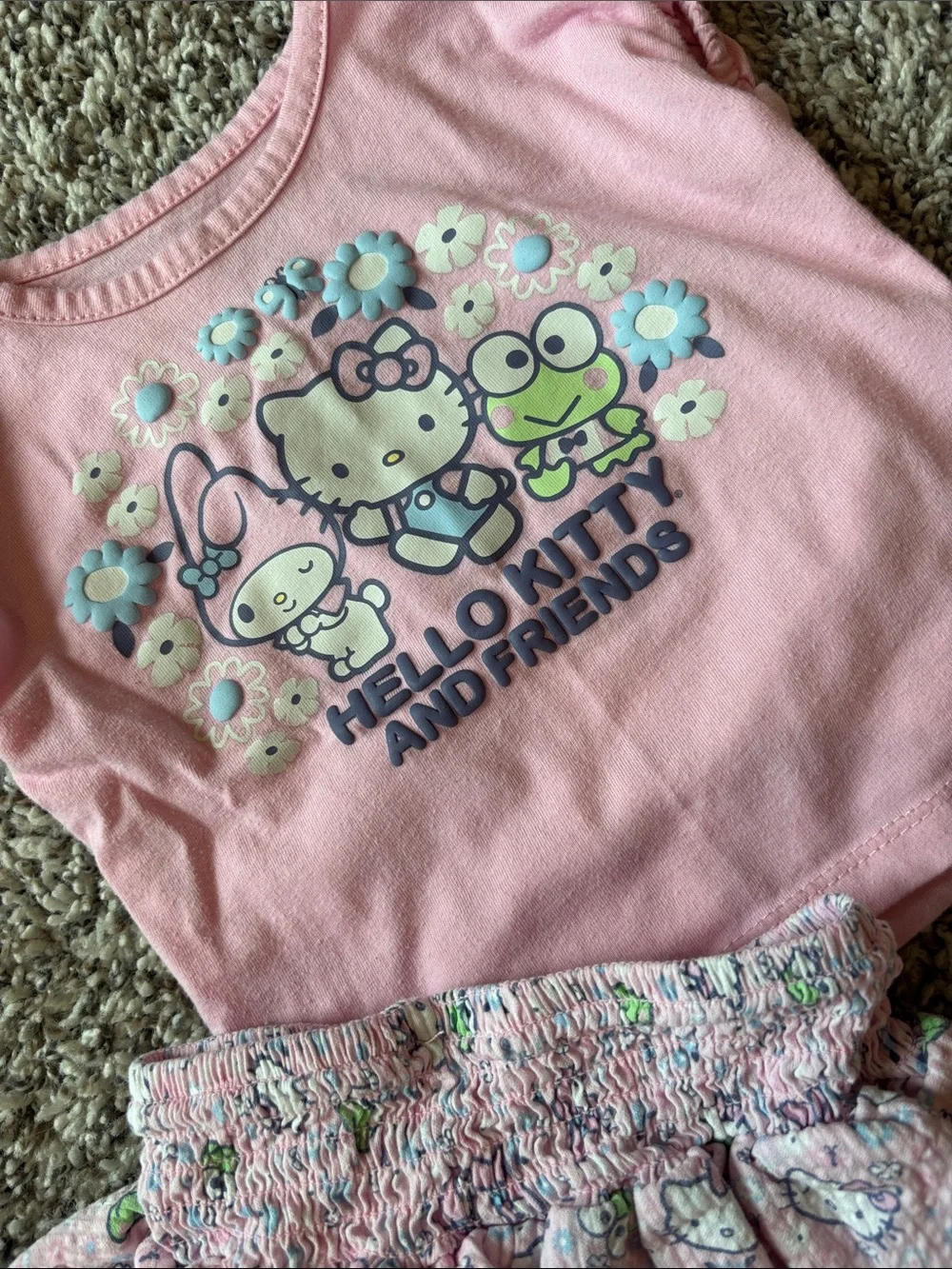 Hello Kitty Pink T-Shirt and Tiered Ruffle Skirt - Girls