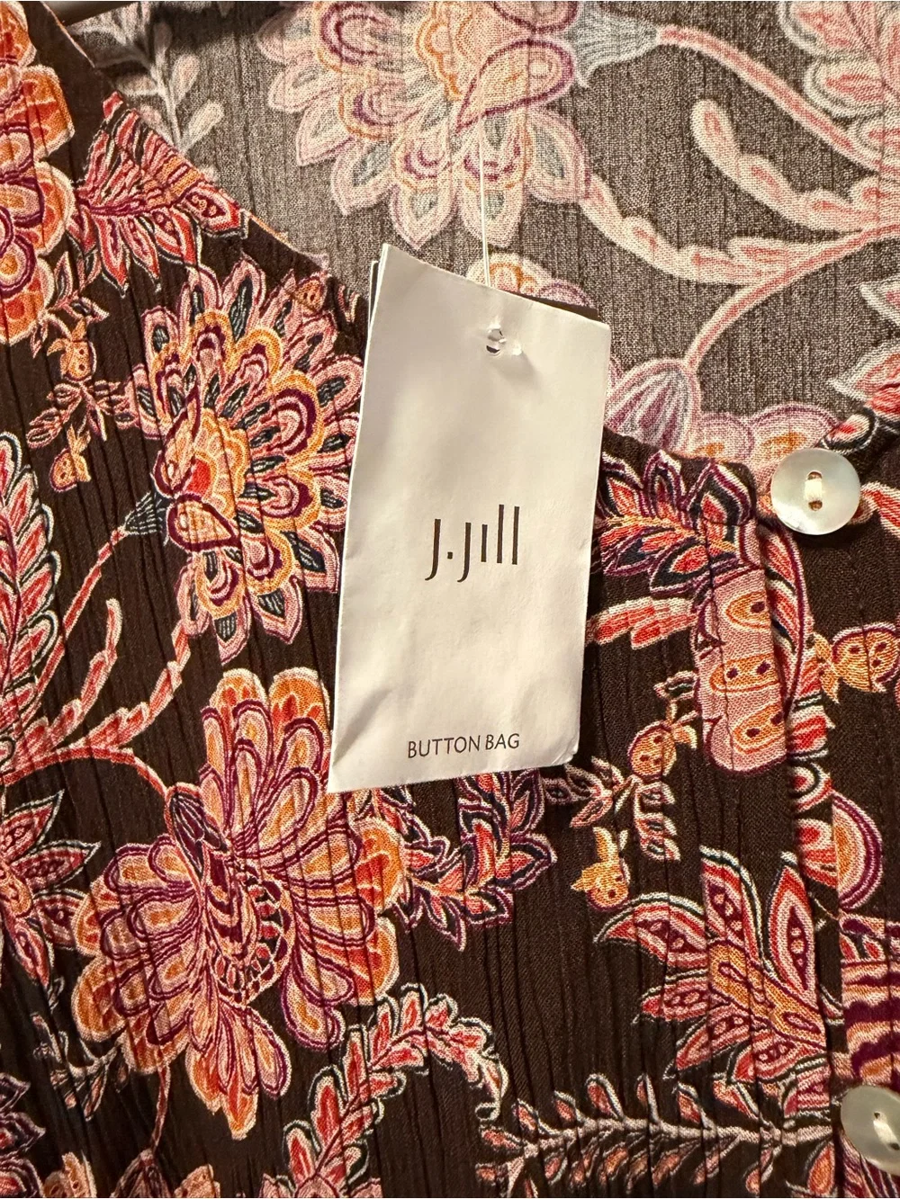 J. Jill Printed Crinkle-Textured Top XL Petite NWT