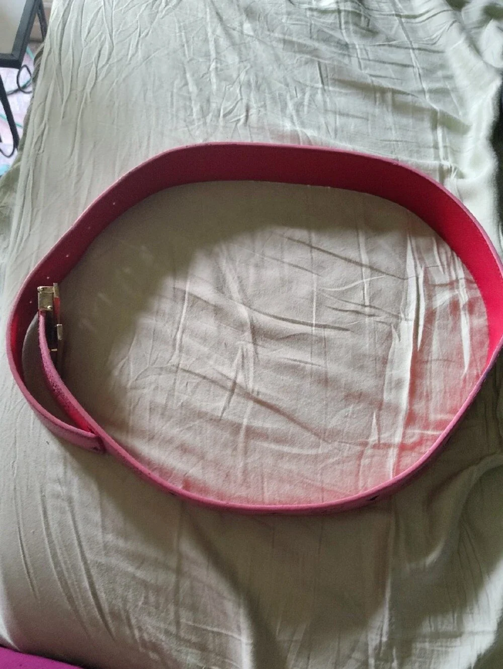 MCM Pink Leather Belt with Gold M Logo Buckle