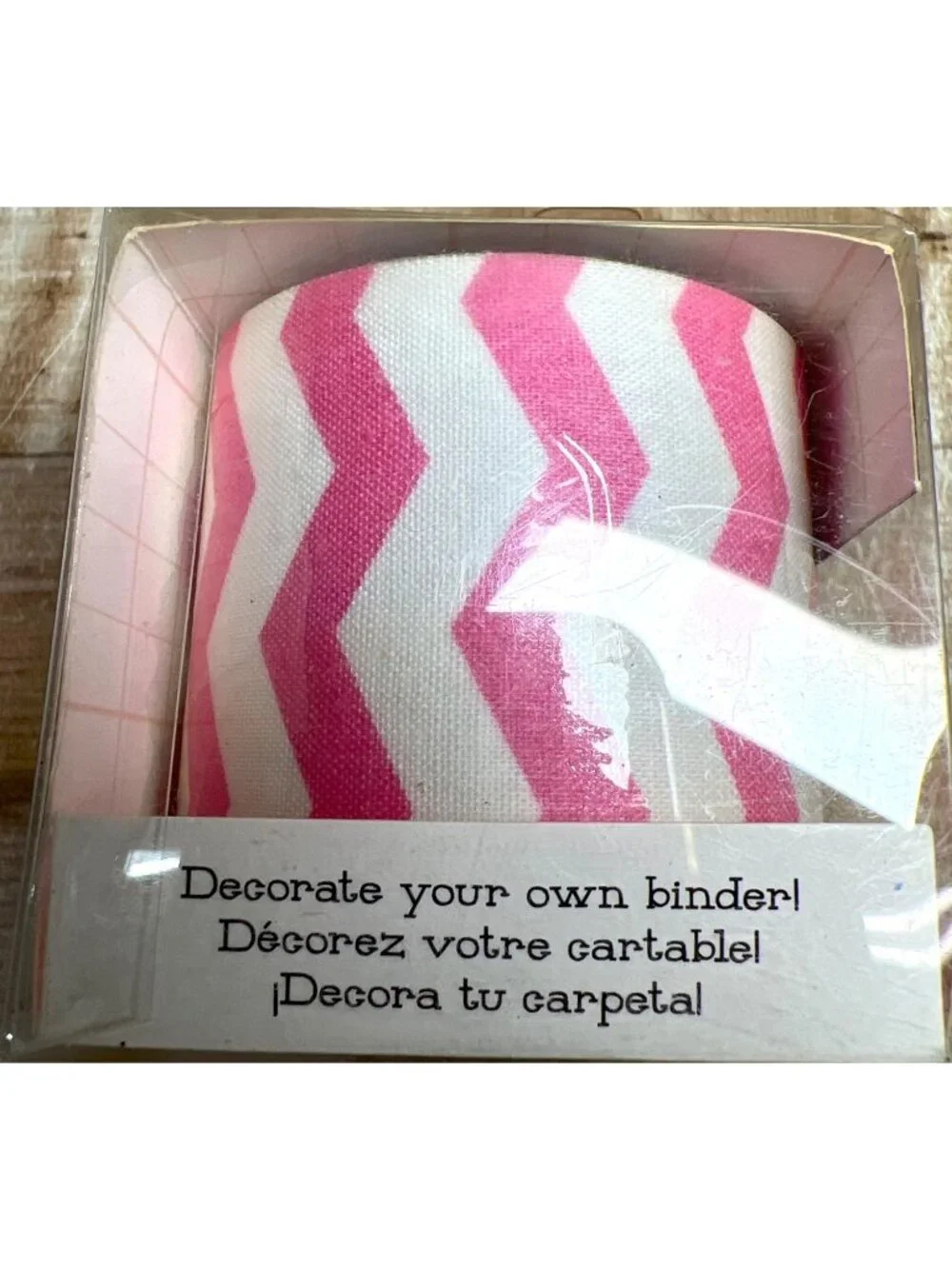 K&Company Smash Pink & White Zigzag Fabric Tape 16 Ft (4.8 M) For DIY Crafts