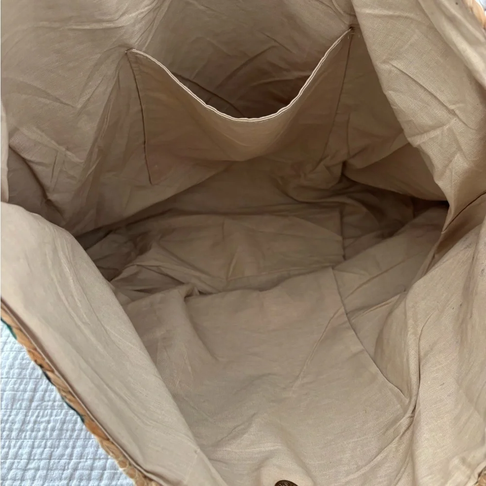 Anju Capri Jute Tote Lemon Breeze Citrus Handcrafted Artisan Market Bag NWT