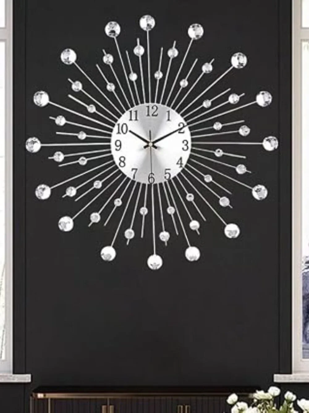 Large Wall Clock for Living Room Decor Non-Ticking Quiet Metal Quartz Clocks Mod