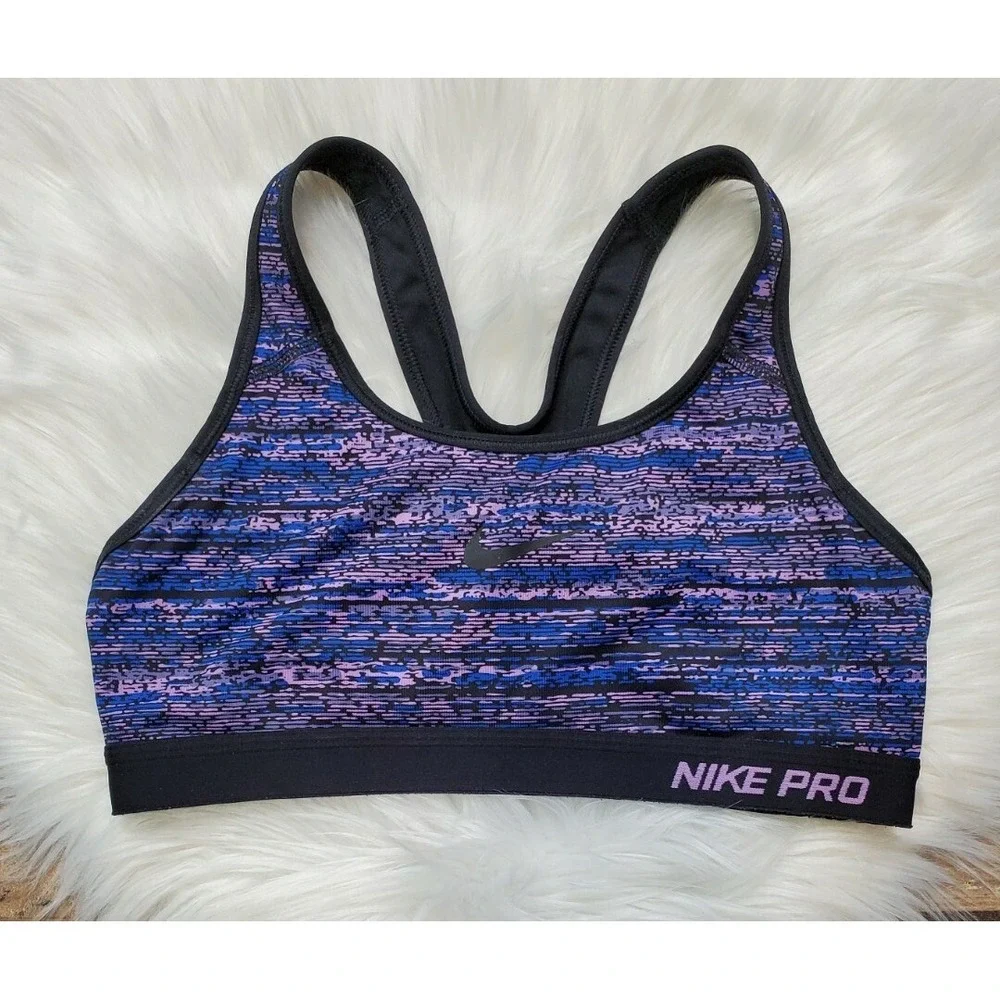 Nike Pro Racerback Sports Bra Size Medium Purple /Blue