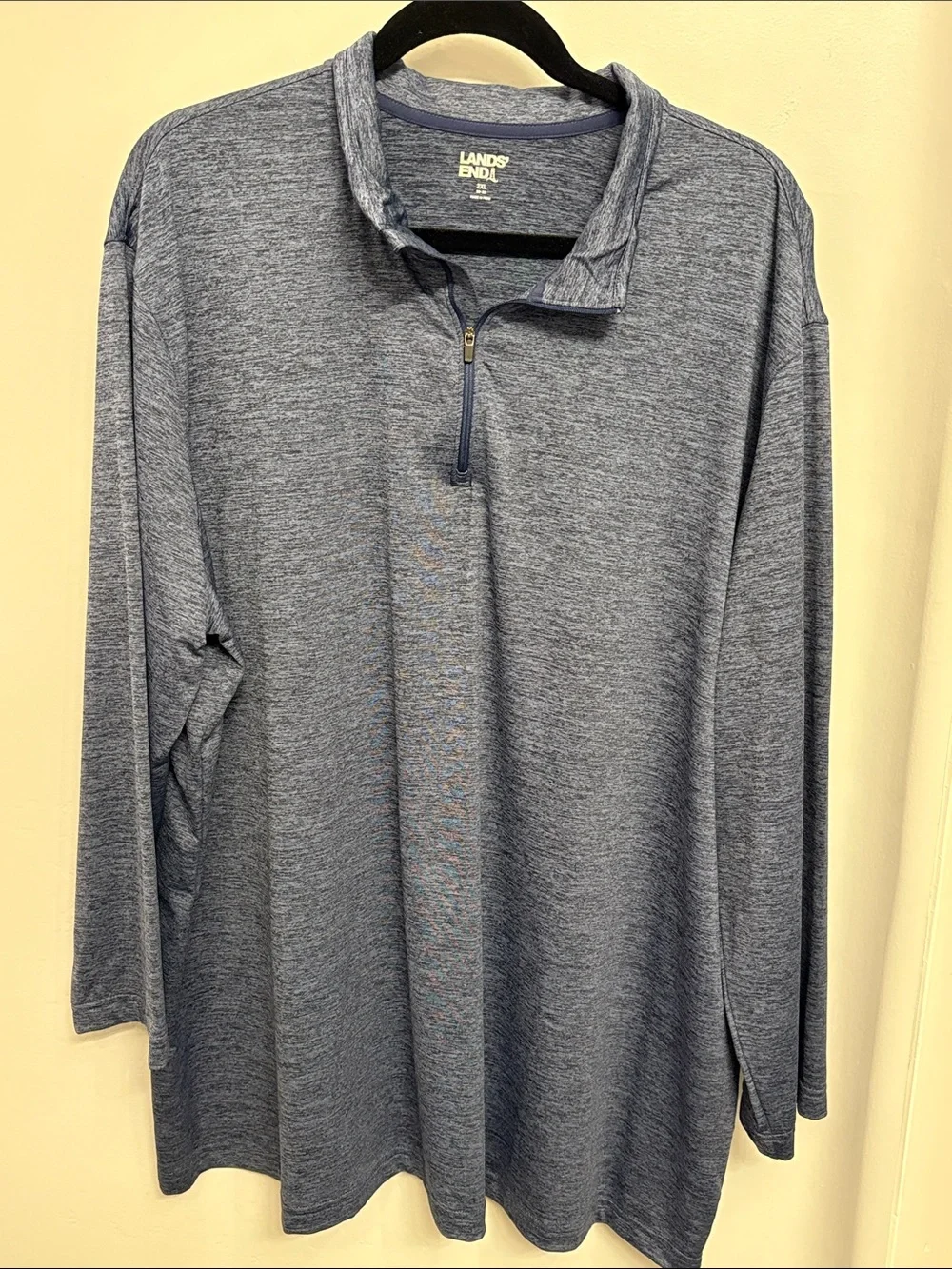 Lands' End Men's Heathered Slate Blue Half-Zip Pullover
