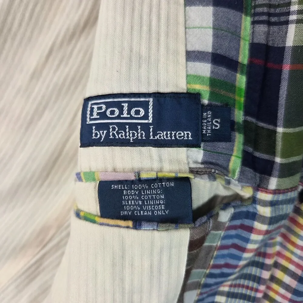 Polo Ralph Lauren Madras Patchwork  Sport Coat Blazer Men's Size S