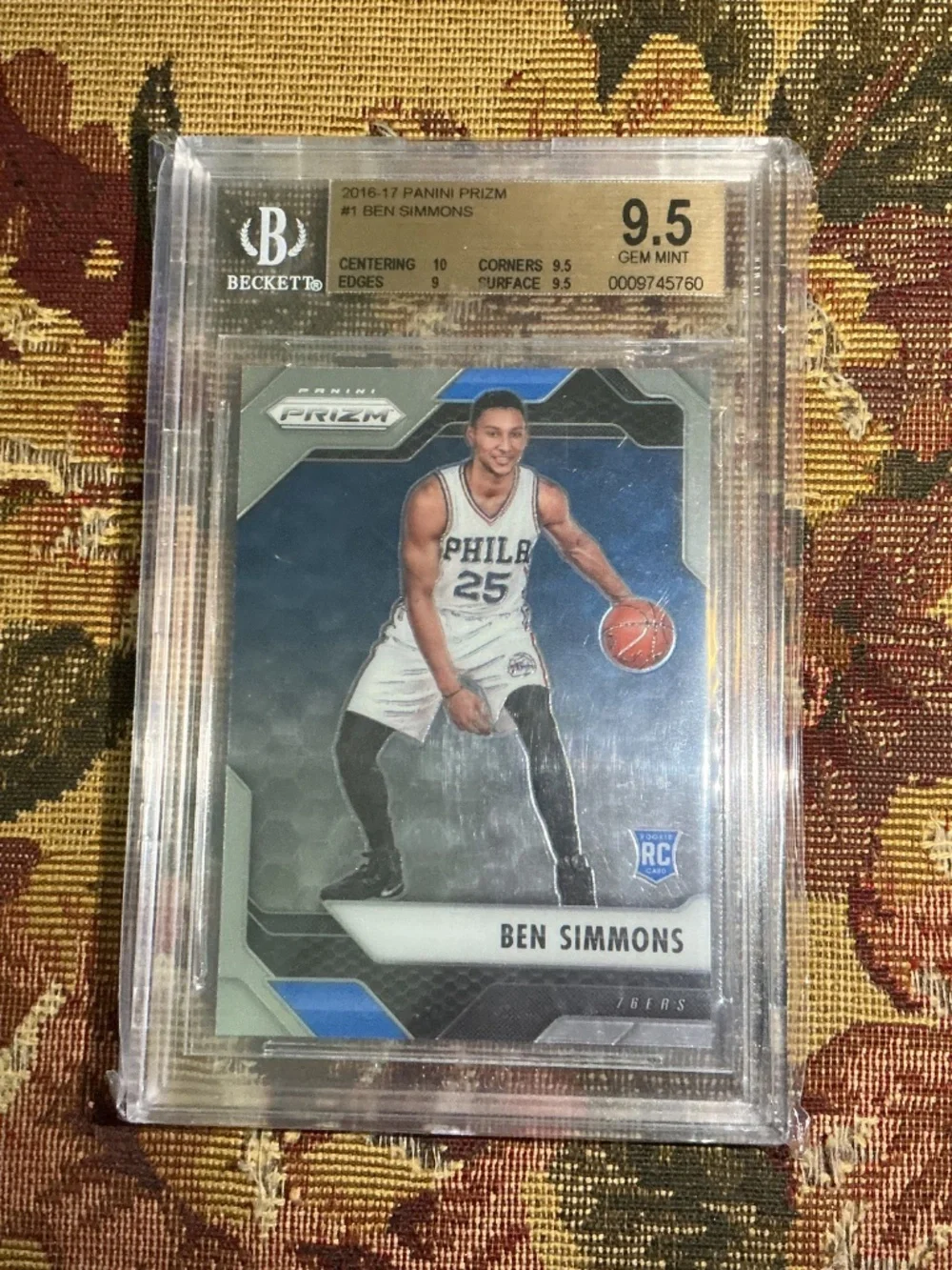 2016-17 panini prizm Ben Simmons Rookie #1 76ers Graded Beckett BGS gem mint 9.5