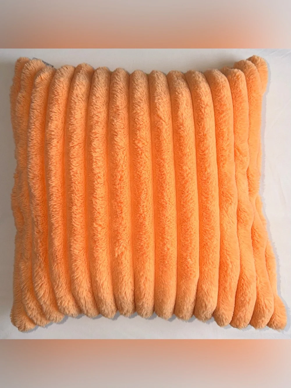 Brand New Orange Throw Fuzzy Faux Rabbit Fur Pillow Retro Y2K Home Bedroom Decor