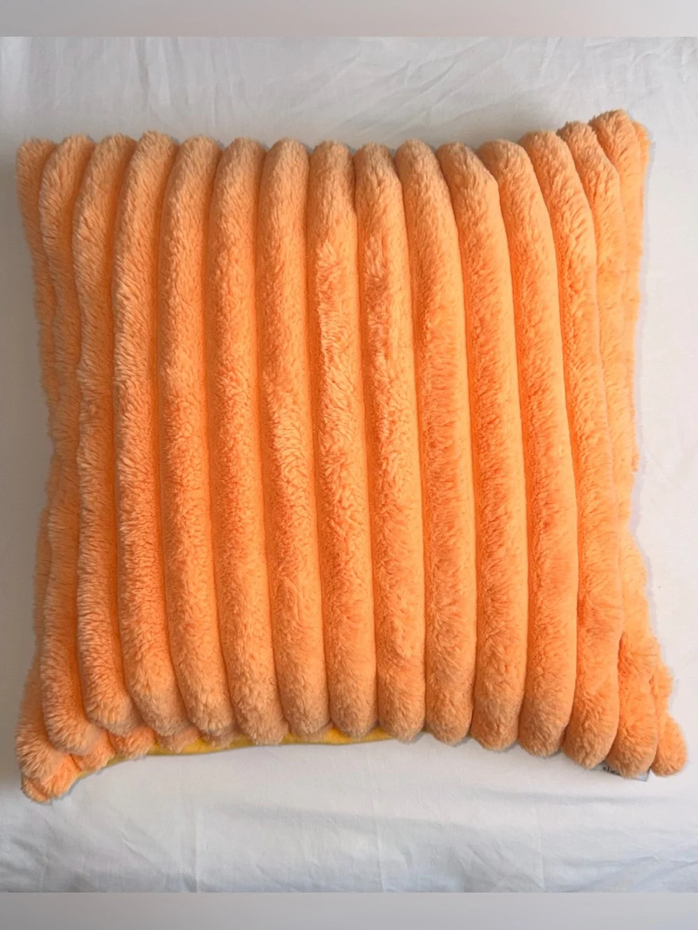 Brand New Orange Throw Fuzzy Faux Rabbit Fur Pillow Retro Y2K Home Bedroom Decor