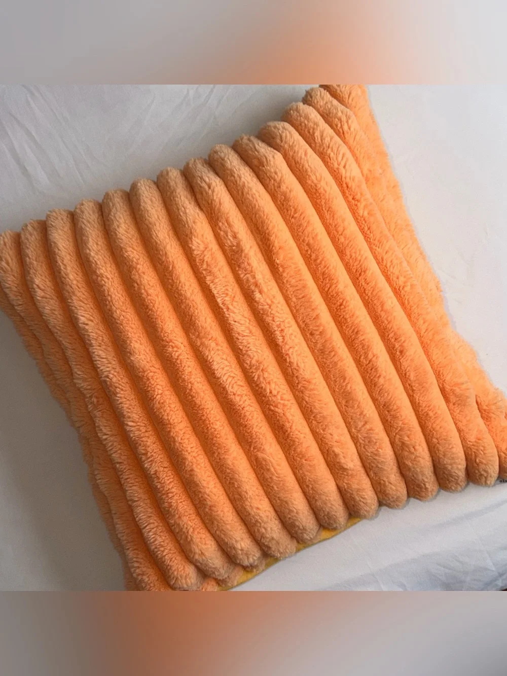 Brand New Orange Throw Fuzzy Faux Rabbit Fur Pillow Retro Y2K Home Bedroom Decor