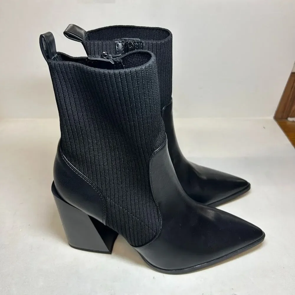Wild Pair Womens 9.5 M Black Trinityy Faux Leather Pointed Toe Booties NIB QG9
