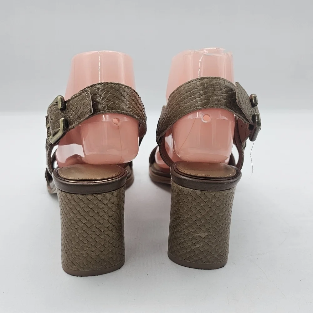 Donald Pliner Vlora Snake-Embossed Leather Slingback Sandals Women’s 8 Saddle