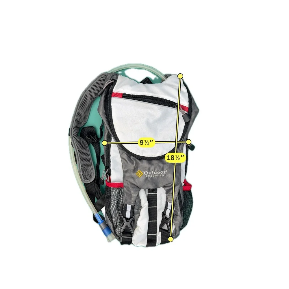 Outdoor Products Hydration Backpack Men OS White Gray Red Hiking Trail Pack 2 L
